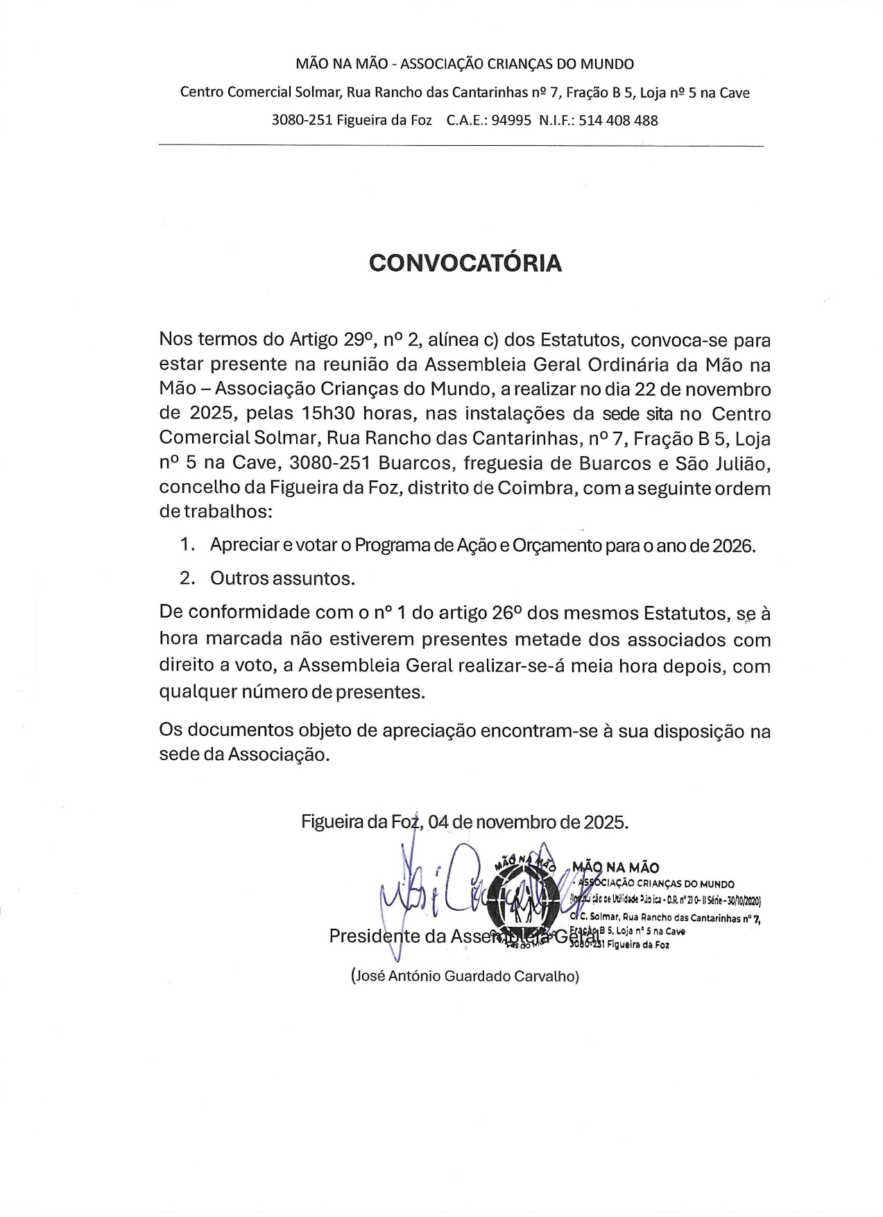 Convocatória para Assembleia Geral